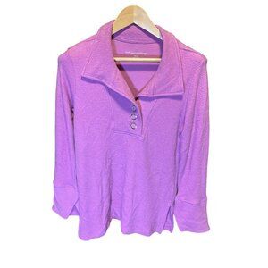 Soft Surroundings Pink Collared Long Sleeve Pullover Sz XS